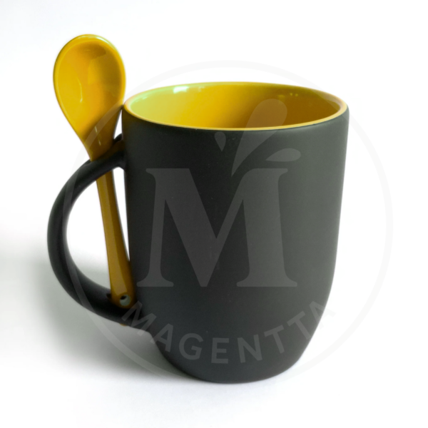 mug mágico con cuchara personalizado con Magentta Ink